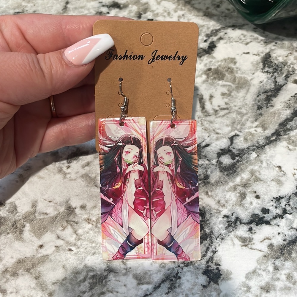 Demon slayer Nezuko earrings Hanafuda anime